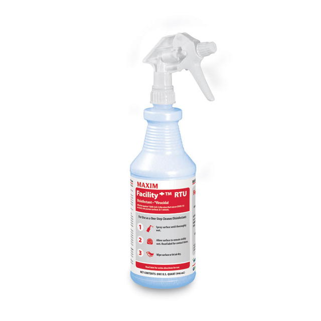 MIDLAB Maxim® 04640086 Facility+ RTU Disinfectant, Safe-to-Ship, Unscented, 32 oz, 6/Carton