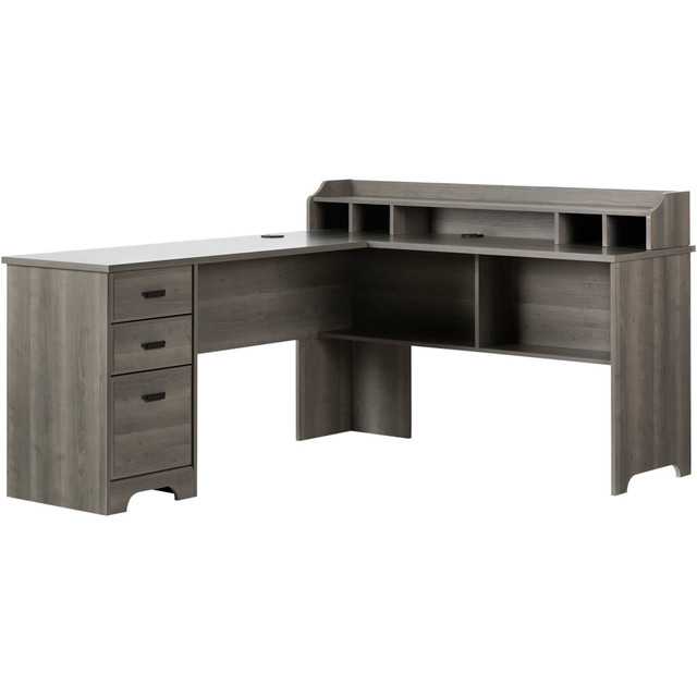 SOUTH SHORE IND LTD 13105 South Shore Versa 60inW L-Shaped Computer Desk, Gray Maple