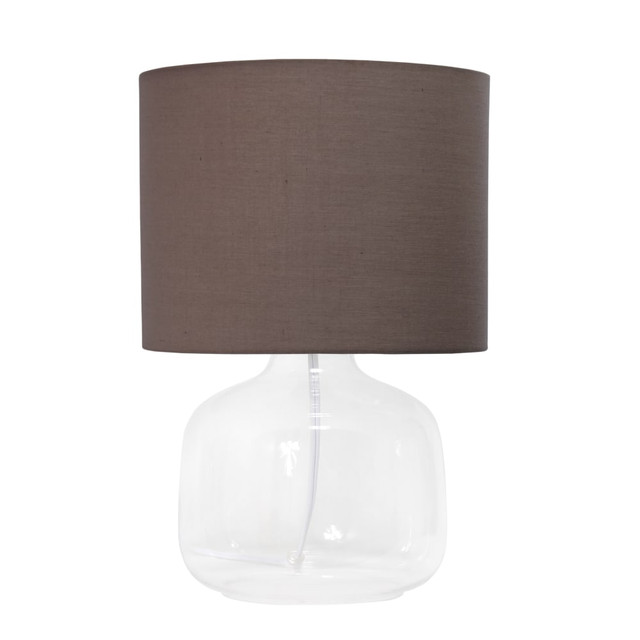 ALL THE RAGES INC Simple Designs LT2064-CLG  Glass Table Lamp, 13-3/4inH, Gray Shade/Clear Base