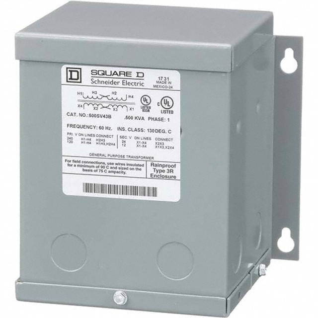 Square D 500SV43B 120 x 240 Input Volt, 12/24 Output Volt, 60 Hz, 3R NEMA Rated, Buck Boost Transformer