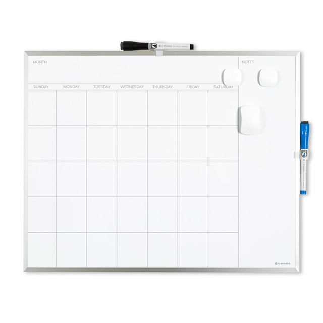 UBRANDS, LLC U Brands 735U00-03  Magnetic Dry-Erase White Calendar Whiteboard, 16in x 20in, Aluminum Frame With Silver Finish