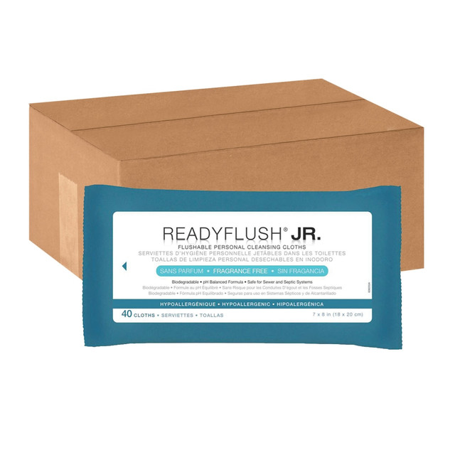 MEDLINE INDUSTRIES, INC. MSC263820 ReadyFlush Flushable Wipes, Unscented, 8in x 7in, White, 40 Wipes Per Pack, Case Of 24 Packs MEDLINE INDUSTRIES, INC. MSC263820 ReadyFlush Flushable Wipes, Unscented, 8in x 7in, White, 40 Wipes Per Pack, Case Of 24 Packs