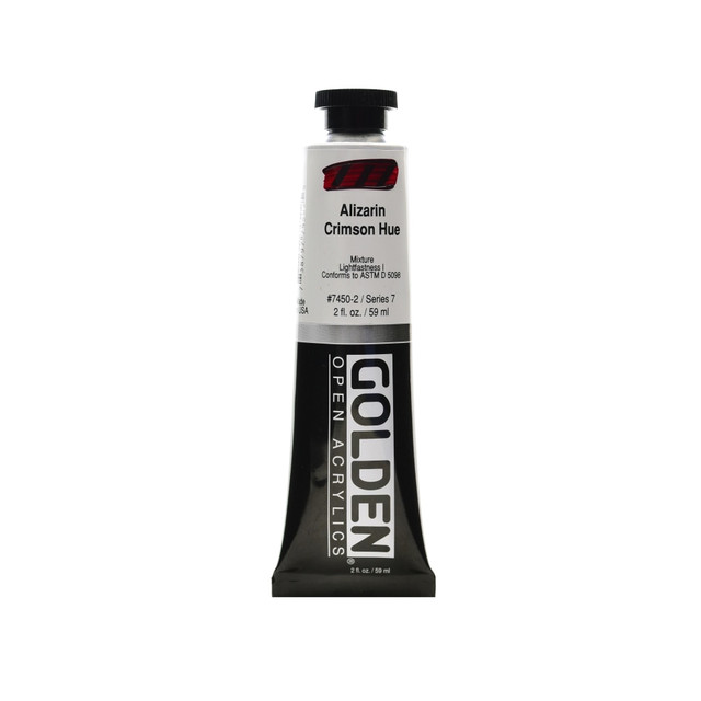 GOLDEN ARTIST COLORS, INC. 7450-2 Golden OPEN Acrylic Paint, 2 Oz Tube, Alizarin Crimson Hue