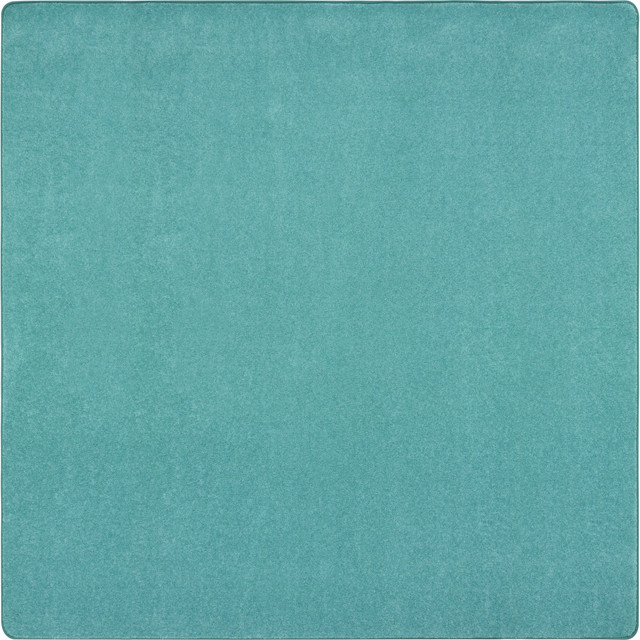 JOY CARPETS & CO. 623P-08 Joy Carpets Kid Essentials Solid Color Square Area Rug, Just Kidding, 6ft x 6ft, Seafoam