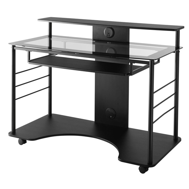 OFFICE DEPOT ST-AK717 Realspace 47inW Mobile Tech Desk Workstation, 36-1/16inH x 47-1/4inW x 26inD, Black