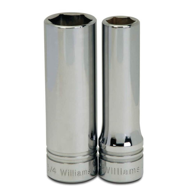 Williams SD-618 Hand Sockets; Socket Type: Deep Socket ; Drive Size: 1/2 ; Drive Style: Square ; Number Of Points: 6 ; Overall Length (Inch): 3-1/4in ; Overall Length (Decimal Inch): 3.25