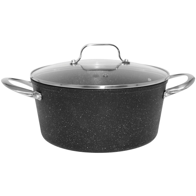 STARFRIT USA INC 060317-004-0000 THE ROCK By Starfrit Aluminum Nonstick Stockpot With Glass Lid & Stainless Steel Handles, 6 Qt, Black STARFRIT USA INC 060317-004-0000 THE ROCK By Starfrit Aluminum Nonstick Stockpot With Glass Lid & Stainless Steel Handles, 6 Qt, Black