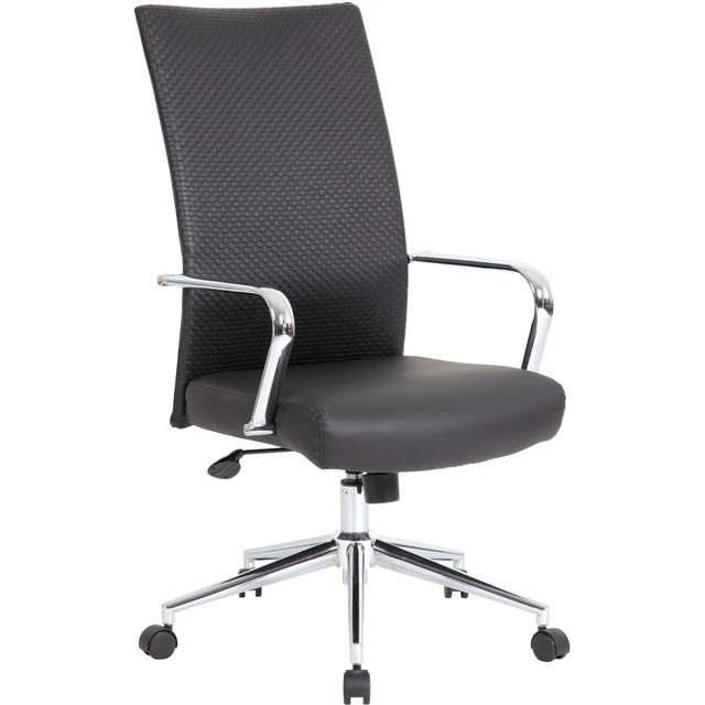 NORSTAR OFFICE PRODUCTS INC. Boss Office Products B9661-BKW  Ergonomic High-Back Vinyl Executive Chair, Black/Chrome