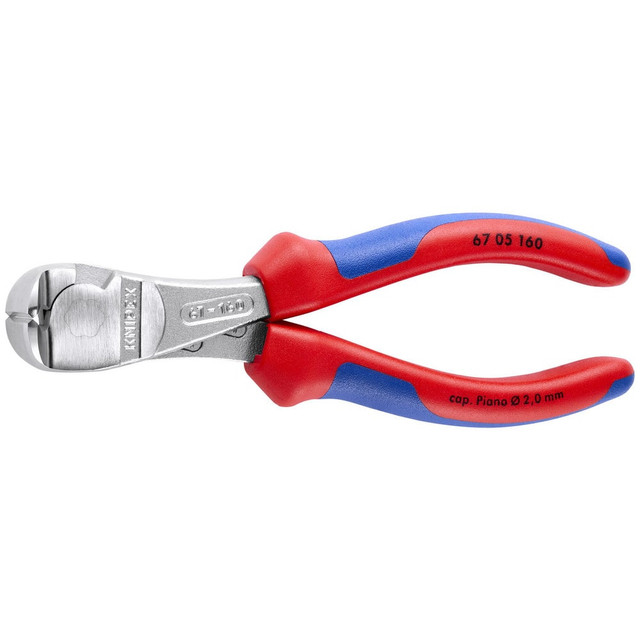 Knipex 67 05 160 Cutting Pliers; Insulated: No ; Type: High Leverage End Cutting Nippers ; Overall Length (Inch): 6-1/4in ; Handle Material: Comfort Grip ; Handle Color: Red; Blue ; Overall Length Range: 4 to 6.9 in