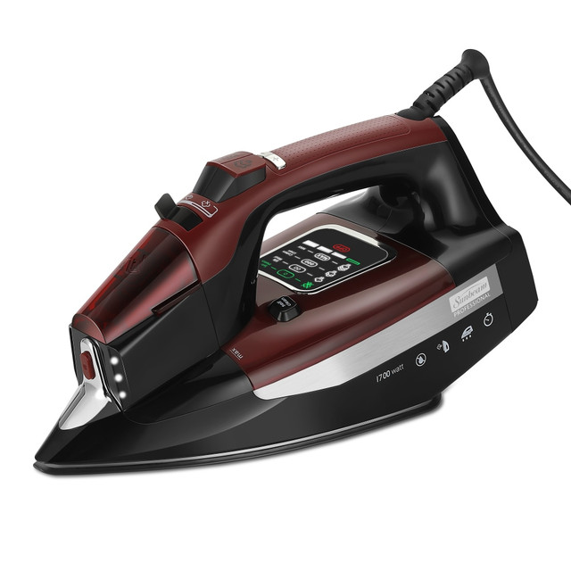 ENGLEWOOD MARKETING LLC 11564 Sunbeam Advanced LED Iron With Adonised Soleplate, Red/Black