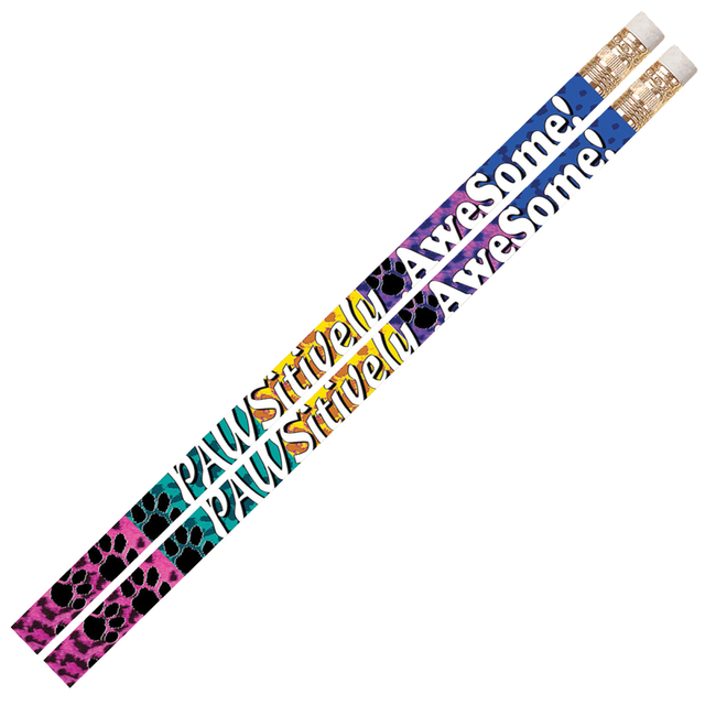 Musgrave Pencil Co. Inc. MUS2484D-12 Musgrave Pencil Co. Motivational Pencils, 2.11 mm, #2 Lead, Pawsitively Awesome, Multicolor, Pack Of 144
