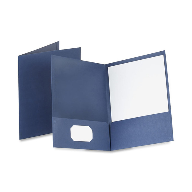 TOPS BRANDS Oxford 53443EE  Linen Twin-Pocket Folders, 8 1/2in x 11in, Navy, Pack Of 25