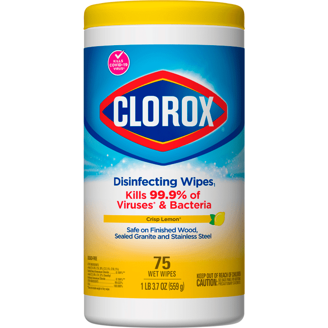 THE CLOROX COMPANY 01628EA Clorox Disinfecting Wipes, Bleach Free Cleaning Wipes - Crisp Lemon - 75 Count