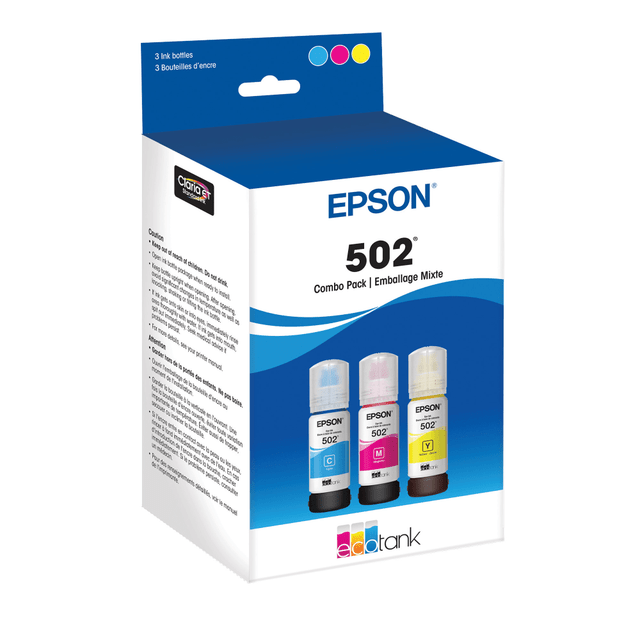 EPSON AMERICA INC. T502520-S Epson 502 EcoTank Cyan, Magenta, Yellow Ink Bottles, Pack Of 3, T502520-S