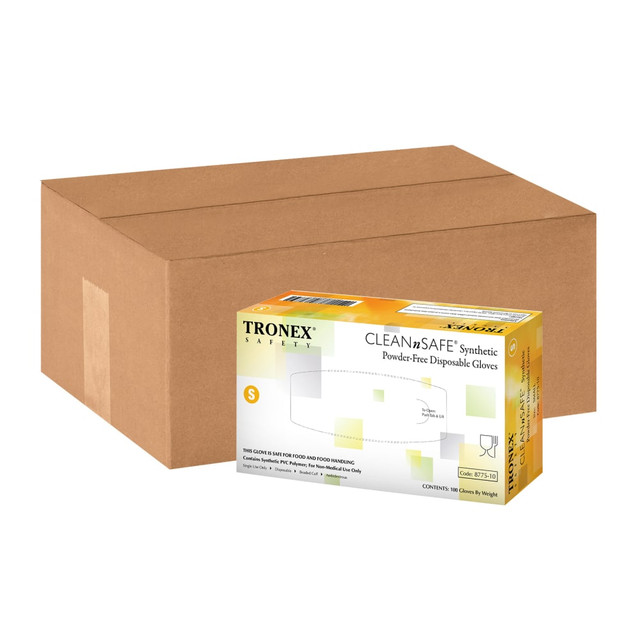 TRONEX INTERNATIONAL, INC. 8775-10 Tronex CLEANnSAFE Disposable Powder-Free Synthetic Gloves, Small, Natural, 100 Gloves Per Pack, Box Of 10 Packs