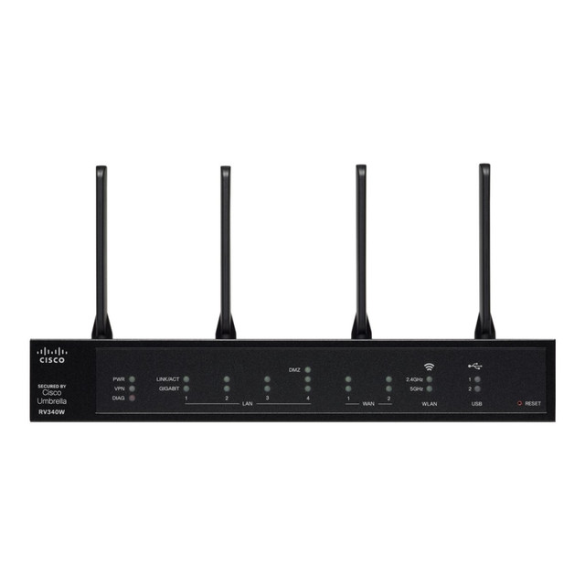 CISCO RV340W-A-K9-NA  Small Business RV340W - Wireless router - 4-port switch - 1GbE - WAN ports: 2 - Wi-Fi 5 - Dual Band