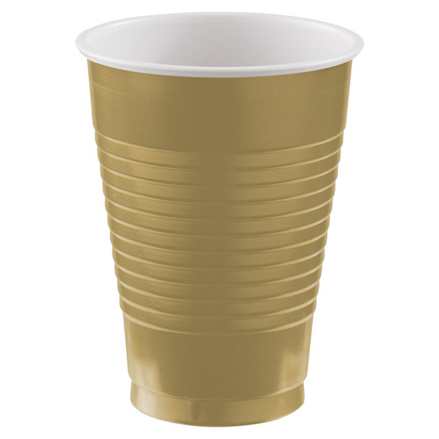 AMSCAN 436811.19  436811 Plastic Cups, 12 Oz, Gold, 50 Cups Per Pack, Case Of 3 Packs