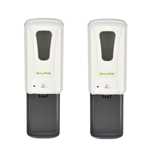 ADIR CORP. ALP430-L-T-2PK Alpine Industries 1200 mL Wall Mount Automatic Gel Hand Sanitizer Soap Dispensers With Drip Trays, White, Set Of 2 Dispensers ADIR CORP. ALP430-L-T-2PK Alpine Industries 1200 mL Wall Mount Automatic Gel Hand Sanitizer Soap Dispensers With Drip Trays, White, Set Of 2 Dispensers