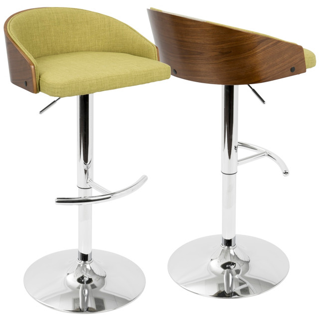 LUMISOURCE, LLC BS-SHRZ WL+GN LumiSource Shiraz Bar Stool, Chrome/Walnut/Green LUMISOURCE, LLC BS-SHRZ WL+GN LumiSource Shiraz Bar Stool, Chrome/Walnut/Green