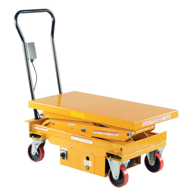 Vestil CART-1000D-DC Mobile Electric Lift Table: 1,000 lb Capacity, 19-1/2 to 63-3/4" Lift Height, 20-1/2" Platform Width, 39-3/4" Platform Length