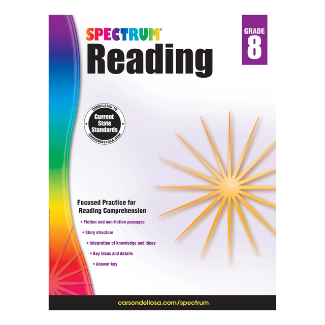 CARSON-DELLOSA PUBLISHING LLC 704586 Carson-Dellosa Spectrum Reading Workbook, Grade 8 CARSON-DELLOSA PUBLISHING LLC 704586 Carson-Dellosa Spectrum Reading Workbook, Grade 8