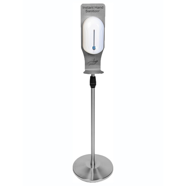 CENTRAL SPECIALTIES CO. 5900 CSL Touch-Free Hand Sanitizer Dispenser And Stand, 48inH x 14inW x 14inD, Silver/White CENTRAL SPECIALTIES CO. 5900 CSL Touch-Free Hand Sanitizer Dispenser And Stand, 48inH x 14inW x 14inD, Silver/White