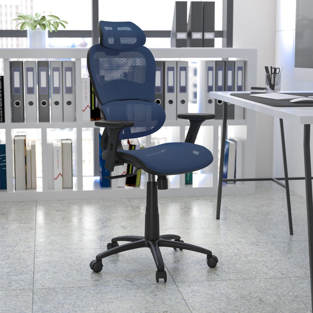 FLASH FURNITURE HLC1388F1KBL LO Ergonomic Mesh High-Back Office Chair, Blue FLASH FURNITURE HLC1388F1KBL LO Ergonomic Mesh High-Back Office Chair, Blue