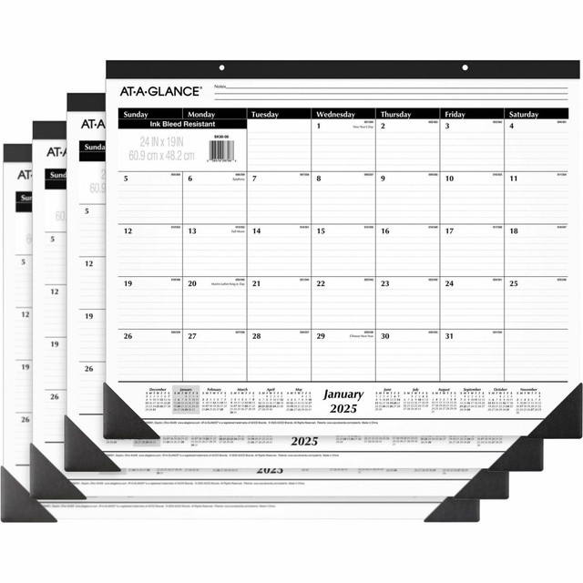 ACCO BRANDS USA, LLC SK3000BD At-A-Glance Classic Monthly Desk Pad - Monthly - 1 Year - January 2025 to December 2025 - 1 Month Single Page Layout - 24in x 19in Sheet Size - Desktop - White - Paper - 4 / Bundle ACCO BRANDS USA, LLC SK3000BD At-A-Glance Classic Monthly Desk Pad - Monthly - 1 Year - January 2025 to December 2025 - 1 Month Single Page Layout - 24in x 19in Sheet Size - Desktop - White - Paper - 4 / Bundle