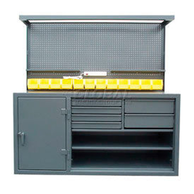 Strong Hold Products StrongHold® Cabinet Workstation Pegboard Riser 72""W x 30""D Gray p/n 63-WB-303-6DB-12B