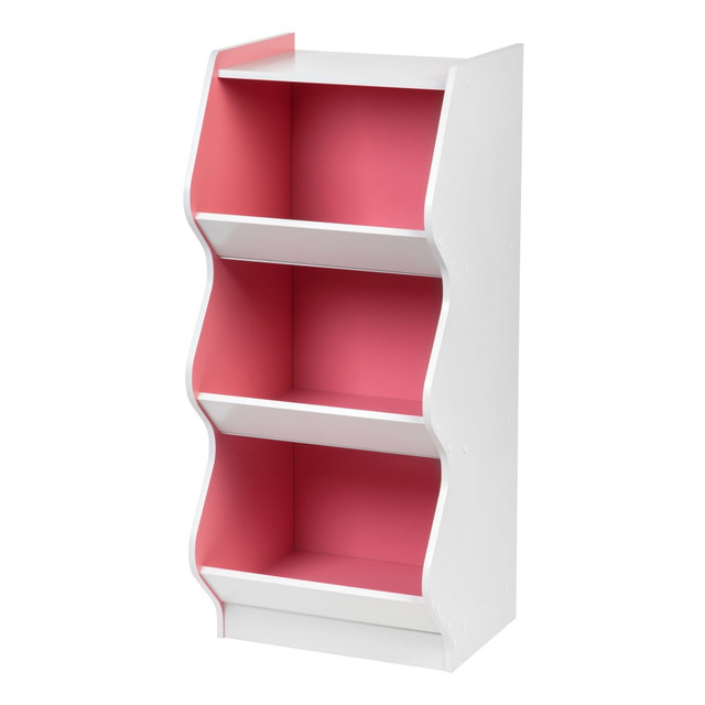 IRIS USA, INC. 596050 IRIS 38inH 3-Tier Storage Organizer-Shelf With Footboard, Pink/White