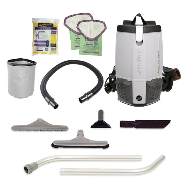 PRO-TEAM INC. 107363 ProTeam ProVac FS6 6-Quart Corded Commercial Backpack Vacuum, Gray/Purple