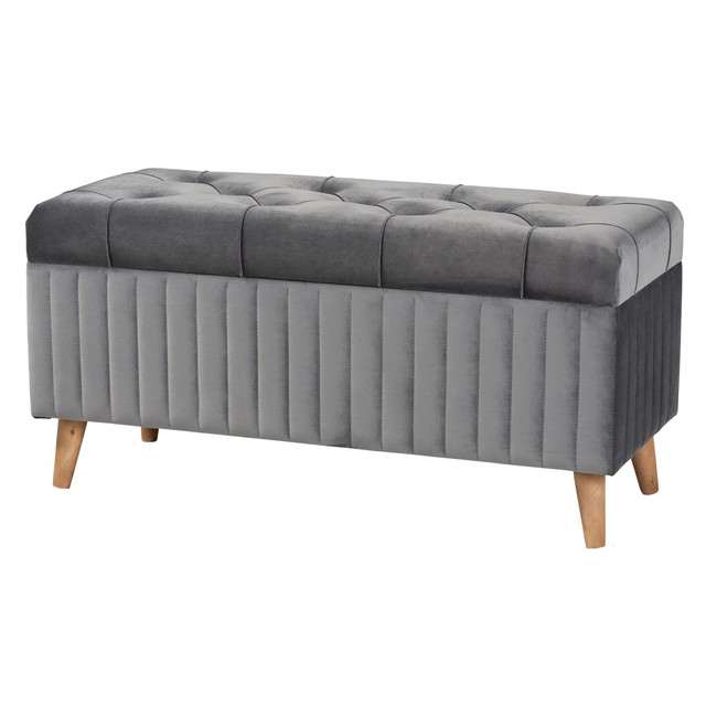 WHOLESALE INTERIORS, INC. 2721-11568 Baxton Studio Hanley Storage Ottoman, Gray/Walnut Brown WHOLESALE INTERIORS, INC. 2721-11568 Baxton Studio Hanley Storage Ottoman, Gray/Walnut Brown