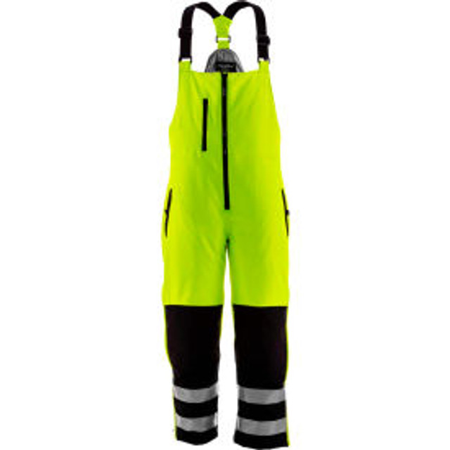 RefrigiWear HiVis Insulated Softshell High Bib Black/Lime -10°F Comfort Rating S p/n 0497RBLMSMLL2