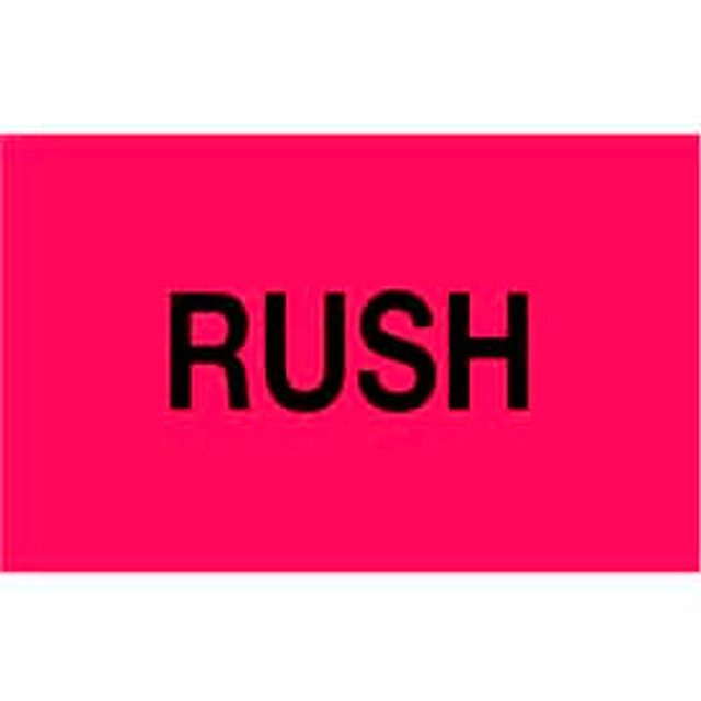 Decker Tape Products Paper Labels w/ ""Rush"" Print 3""L x 2""W Fluorescent Red & Black Roll of 500 p/n DL3222