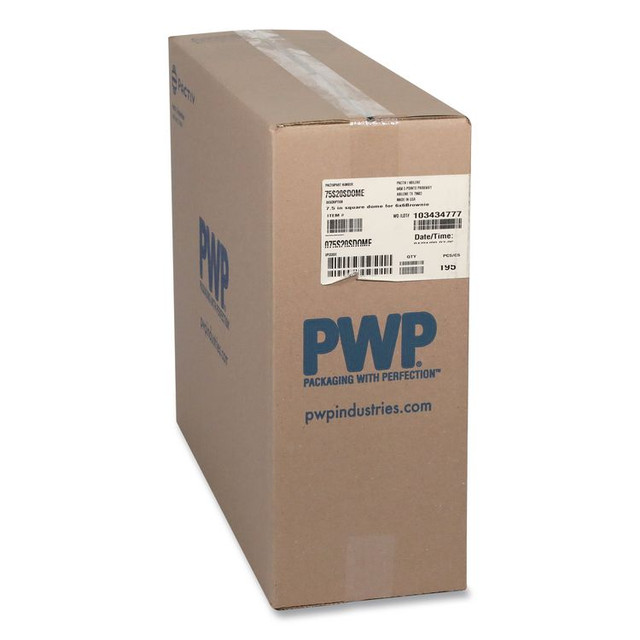 PACTIV EVERGREEN CORPORATION 75S20SDOME Recycled Container Lid, Dome Lid for 6 x 6 Brownie Container, 7.5 x 7.5 x 2.02, Clear, Plastic, 195/Carton
