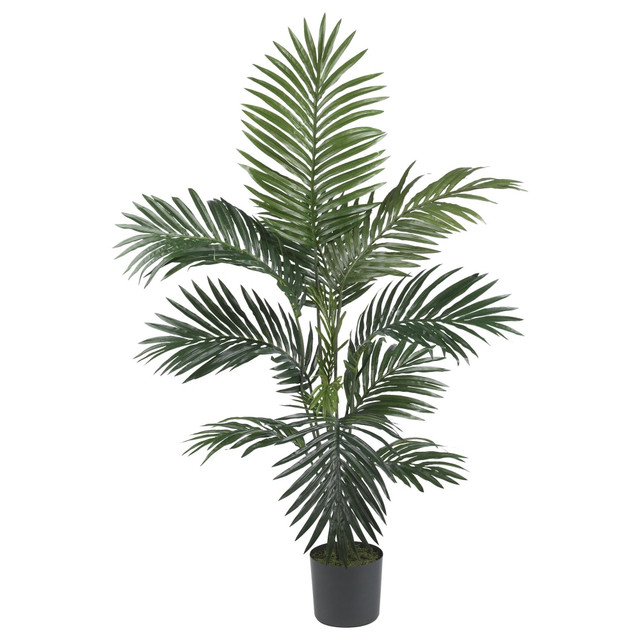 NEARLY NATURAL INC. 5295 Nearly Natural 4ftH Silk Kentia Palm Tree, Green