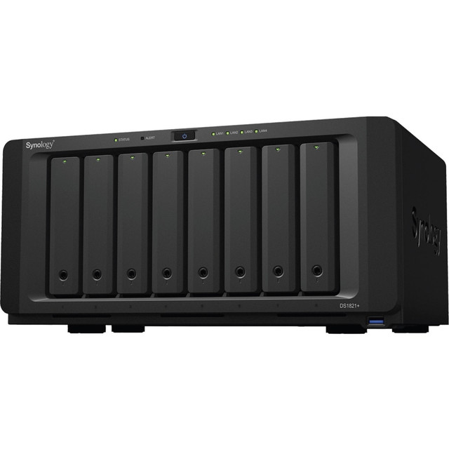 SYNOLOGY AMERICA CORP. Synology DS1821+  DiskStation DS1821+ SAN/NAS Storage System - AMD Ryzen V1500B 2.20 GHz - 8 x HDD Supported - 0 x HDD Installed - 8 x SSD Supported - 0 x SSD Installed - 4 GB RAM - Serial ATA Controller