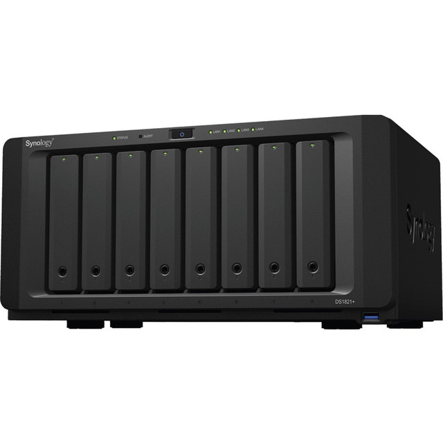 SYNOLOGY AMERICA CORP. DS1821+ Synology DiskStation DS1821+ SAN/NAS Storage System - AMD Ryzen V1500B 2.20 GHz - 8 x HDD Supported - 0 x HDD Installed - 8 x SSD Supported - 0 x SSD Installed - 4 GB RAM - Serial ATA Controller