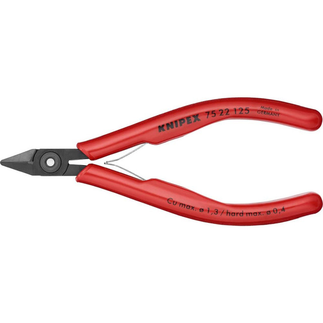 Knipex 75 22 125 Cutting Pliers; Insulated: No ; Overall Length (Inch): 5-1/2in ; Head Style: Cutter; Diagonal ; Cutting Style: Semi-Flush; Bevel ; Handle Color: Red ; Overall Length Range: 4 to 6.9 in