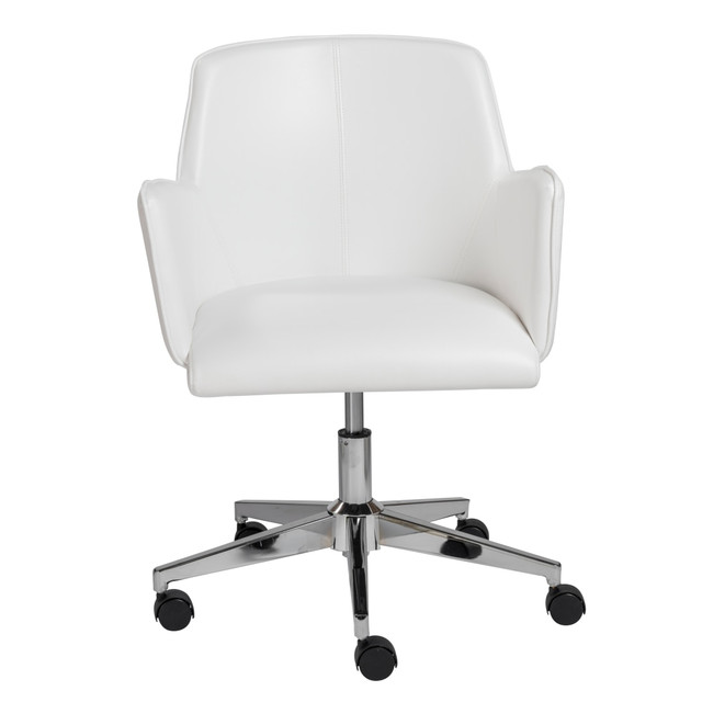 EURO STYLE, INC. Eurostyle 29724WHT  Sunny Pro Faux Leather Low-Back Commercial Office Chair, Chrome/White