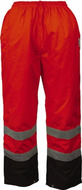 Reflective Apparel Factory 700STOB4X Rain Pants: Polyester, Drawcord Closure, Black & Orange, 4X-Large