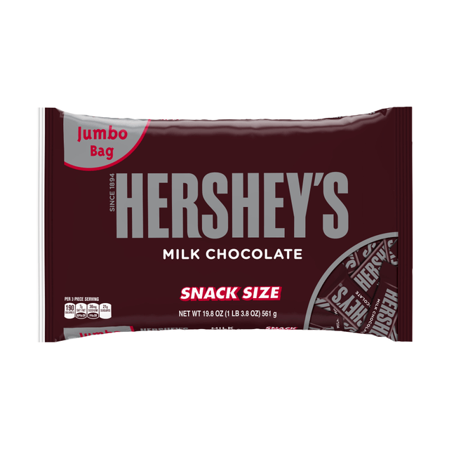 HERSHEY 7054 s Snack-Size Milk Chocolate Bars, 19.8 Oz Bag