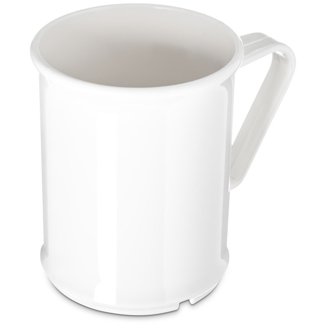 CARLISLE SANITARY MAINTENANCE PRODUCTS PCD79602 Carlisle Polycarbonate Handled Mugs, 9.6 Oz, White, Pack Of 48 Mugs