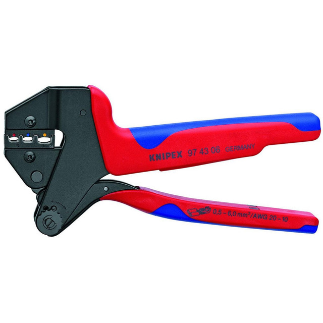 Knipex 97 43 06 Crimpers; Handle Style: Comfort Grip ; Crimper Type: Crimping Pliers ; Maximum Wire Gauge: 20 ; Handle Material: Comfort Grip ; Jaw Depth: 3-5/8 (Inch)