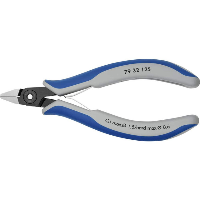 Knipex 79 32 125 Cutting Pliers; Insulated: No ; Overall Length (Inch): 5-1/2in ; Head Style: Cutter; Diagonal ; Cutting Style: Semi-Flush; Bevel ; Handle Color: Blue; Gray ; Overall Length Range: 4 to 6.9 in
