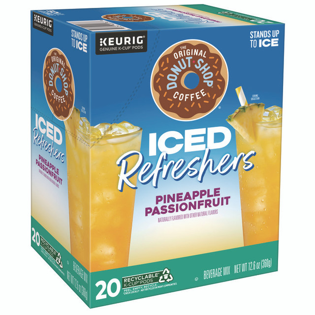 KEURIG DR PEPPER The Original Donut Shop® 0236 ICED Refreshers K-Cup Pods, Passion Fruit, 20/Box