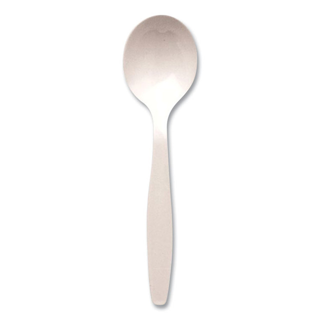 BERK ENTERPRISES INC Berkley Square 1104000 Individually Wrapped Mediumweight Cutlery, Soup Spoon, Plastic, White, 1,000/Carton