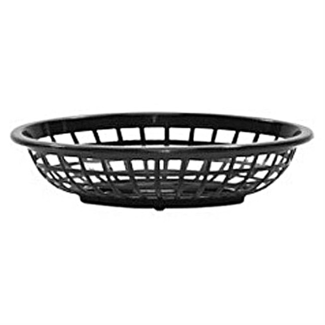 TABLECRAFT PRODUCTS, INC. 1071BK Tablecraft Oval Plastic Side Order Baskets, Black, Pack Of 12 Baskets