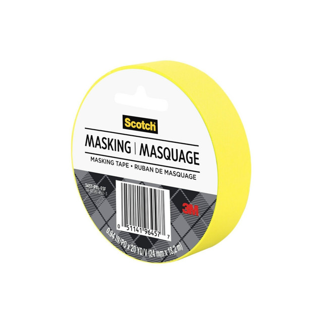 3M CO Scotch 3437-PYL  Expressions Decorative Masking Tape, 1in x 20 Yd., Yellow