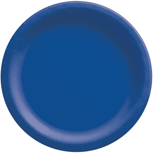 AMSCAN 690015.105  Round Paper Plates, Bright Royal Blue, 10in, 50 Plates Per Pack, Case Of 2 Packs